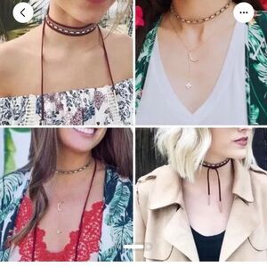 Jen Atkin X Chloe + Isabel Red‎ Vegan Suede Baguette Choker Headwrap Belt New